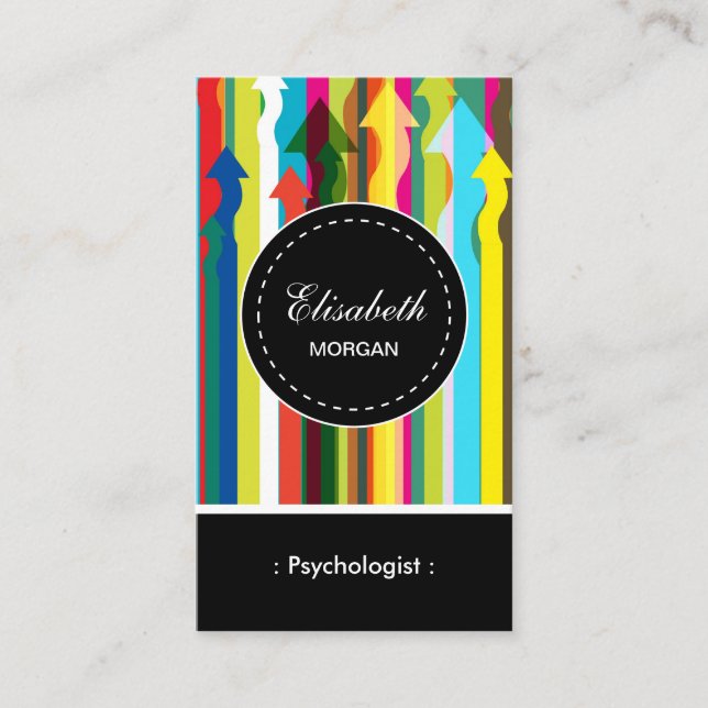 Tarjeta De Visita Psicólogo- Patrón de franjas coloreadas (Anverso)