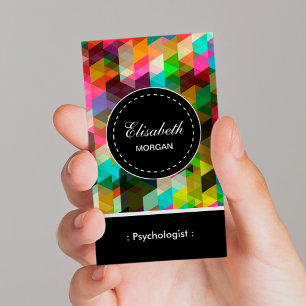 Tarjeta De Visita Psicólogo - Patrón mosaico colorido