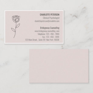Tarjeta De Visita Psicólogo rosa Pastel y Consejero