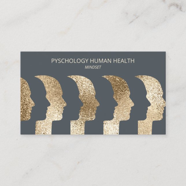 Tarjeta De Visita Psicólogo Rostros Humanos Mentalidad Sofisticada (Anverso)