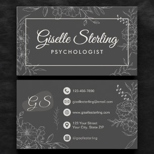 Tarjeta De Visita Psicólogo Salud Mental Floral Botánico