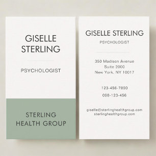 Tarjeta De Visita Psicólogo Salud Mental Verde Sage