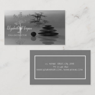 Tarjeta De Visita Psicólogo Terapeuta, Piedras, Silueta de Árbol Gri