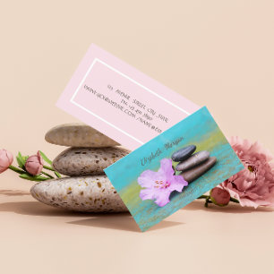 Tarjeta De Visita Psicólogo Terapeuta Piedras Zen, Flor