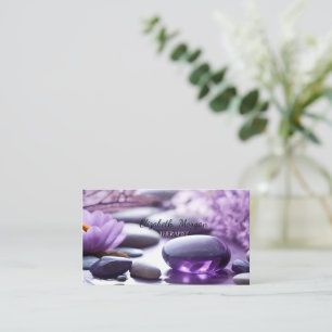 Tarjeta De Visita Psicólogo Terapeuta Piedras Zen, Loto Violeta
