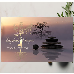 Tarjeta De Visita Psicólogo Terapeuta,Silueta de árbol de piedras de