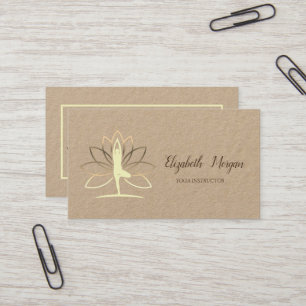 Tarjeta De Visita Psicólogo Terapeuta, Silueta Dorada, Loto, Yoga