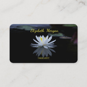 Tarjeta De Visita Psicólogo Terapeuta Zen,Flor de Loto Blanca