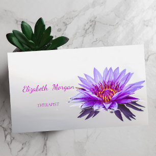 Tarjeta De Visita Psicólogo Terapeuta Zen, Flor de Loto Púrpura