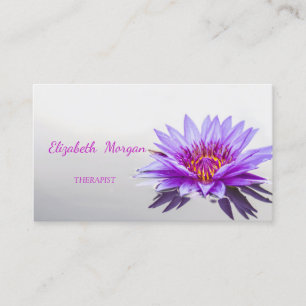 Tarjeta De Visita Psicólogo Terapeuta Zen, Flor de Loto Púrpura