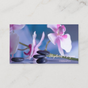 Tarjeta De Visita Psicólogo Terapeuta Zen,Piedras, Orquídea