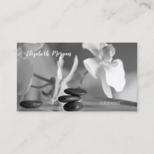 Tarjeta De Visita Psicólogo Terapeuta Zen,Piedras, Orquídea