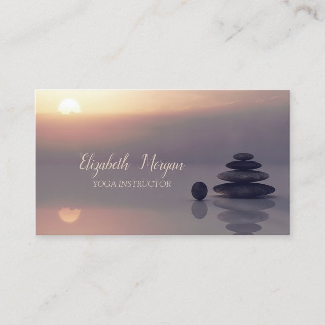 Tarjeta De Visita Psicólogo Terapista Zen, Sunset, Yoga (Anverso)