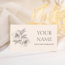 Tarjeta De Visita Psicoterapeuta Consejero Familiar Dibujo Flor Azul