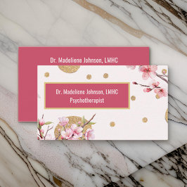Tarjeta De Visita Psicoterapeuta de salud mental con flores de cerez