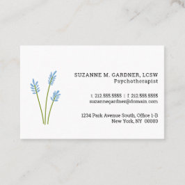 Tarjeta De Visita Psicoterapeuta Flor azul simple Euro