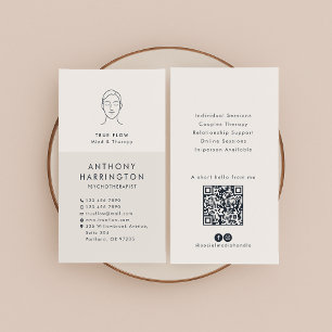 Tarjeta De Visita Psicoterapeuta moderna, código QR, iconos SM