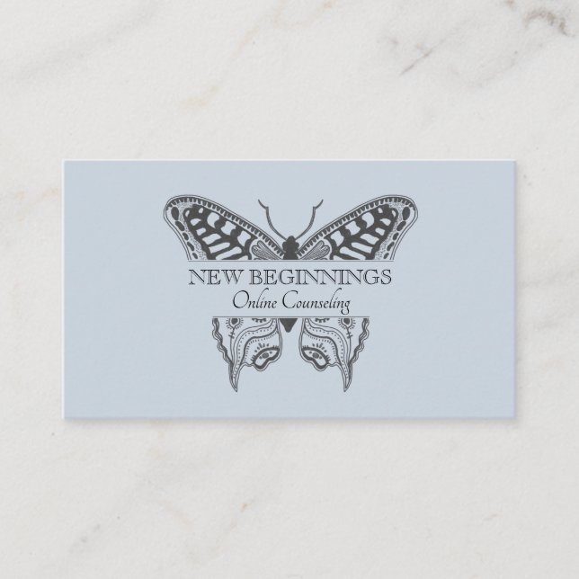 Tarjeta De Visita Psiquiatra Consejero Terapista Mariposa Azul (Anverso)