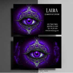 Tarjeta De Visita Psiquiátrico Purple Eye Mandala Clairvoyant