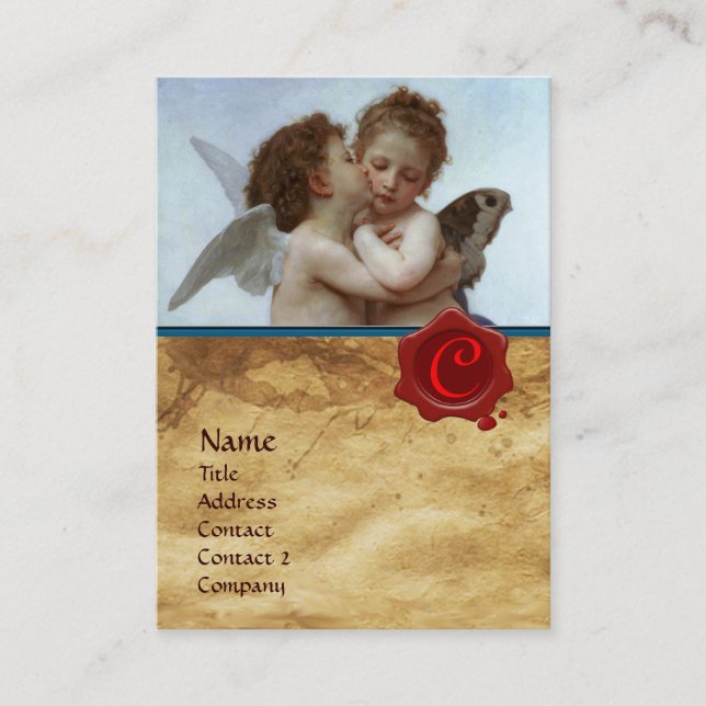 Tarjeta De Visita Psiquis y cupido como pergamino MONOGRAM infantil (Anverso)