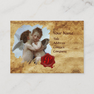 Tarjeta De Visita Psiquis y cupido como pergamino MONOGRAM infantil