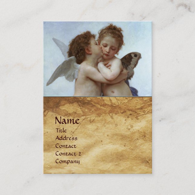Tarjeta De Visita Psiquis y cupido como pergamino MONOGRAM infantil (Anverso)