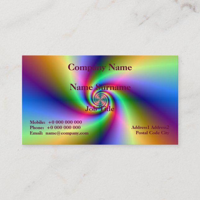 Tarjeta de visita Psychedelic Four Winal Spiral (Anverso)
