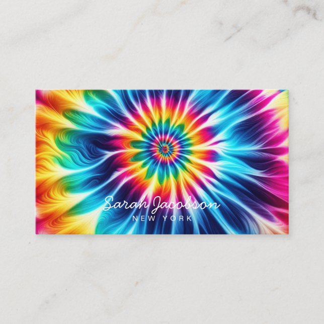 Tarjeta De Visita Psychedelic Rainbow Retro TIe-Dye (Anverso)