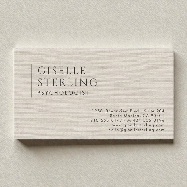 Tarjeta De Visita Psychologist Neutral Linen Beige (Subido por el creador)