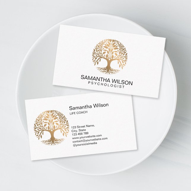 Tarjeta De Visita Psychologist Therapist Counselor Psychiatrist  (brain tree logo design for therapists)