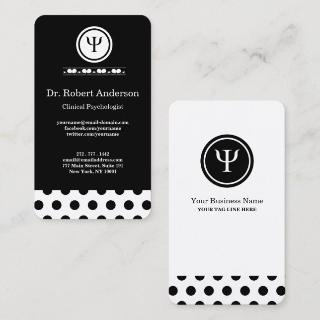 Tarjeta De Visita Psychology Psi Symbol Clinical Psychologist  (Anverso / Reverso)