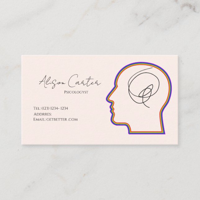 Tarjeta De Visita psycology editable business card  (Anverso)