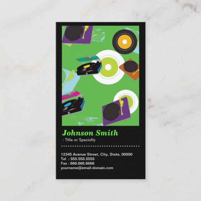 Tarjeta De Visita Pub DJ - Deck del mezclador de jockey de disco Gua (Anverso)