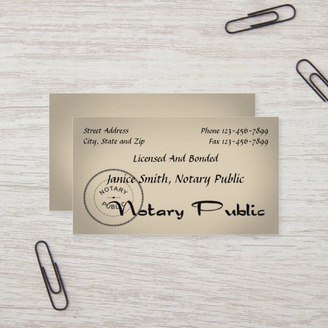 Tarjeta de visita pública notarial (Anverso/Reverso In Situ)