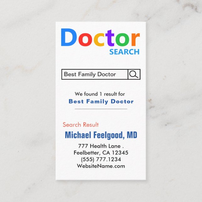 Tarjeta De Visita Publicidad de búsqueda de Médicos divertidos  (Anverso)