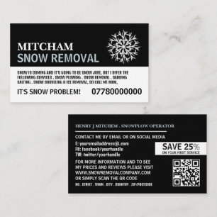 Tarjeta De Visita Publicidad de la empresa de eliminación de nieve,