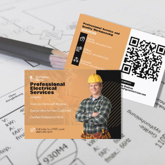 Tarjeta De Visita Publicidad de Servicio de Electricista Profesional