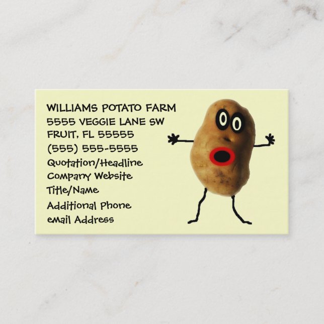 Tarjeta De Visita Publicidad divertida de los granjeros de papas (Anverso)