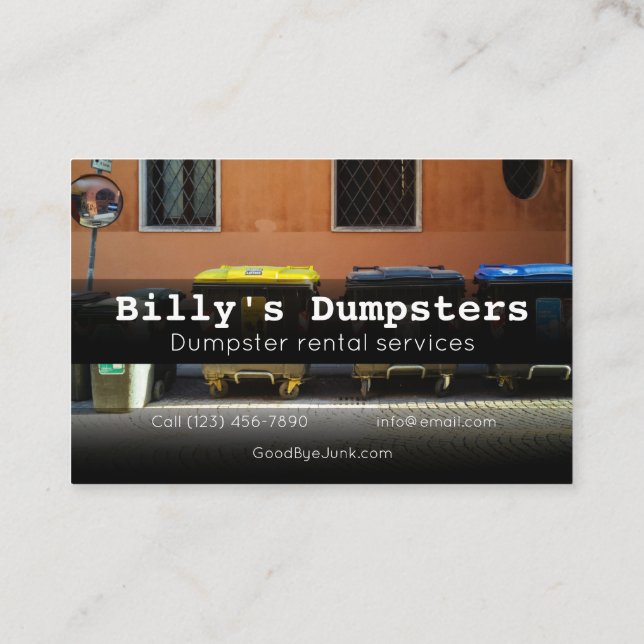 Tarjeta De Visita Publicidad Dumpster Rental Services (Reverso)
