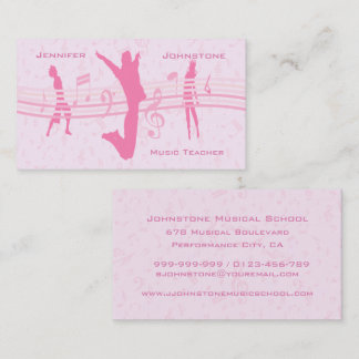 Tarjeta De Visita Publicidad rosada de danza y danza musical