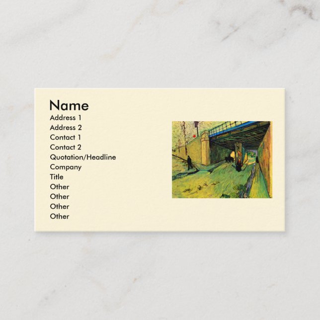 Tarjeta De Visita Puente ferroviario sobre Montmajour por Vincent va (Anverso)