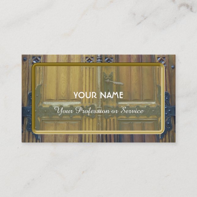 Tarjeta De Visita Puerta antigua con pequeños accesorios metalizado  (Anverso)