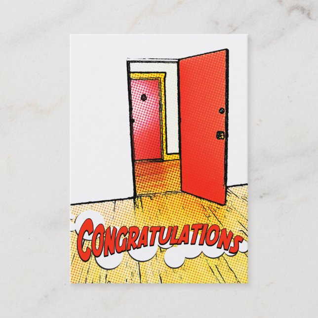 Tarjeta De Visita puerta cómica de la enhorabuena (Anverso)