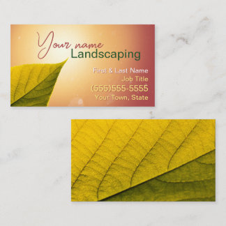 Tarjeta De Visita Puesta de sol cálida con diseño de paisaje de hoja