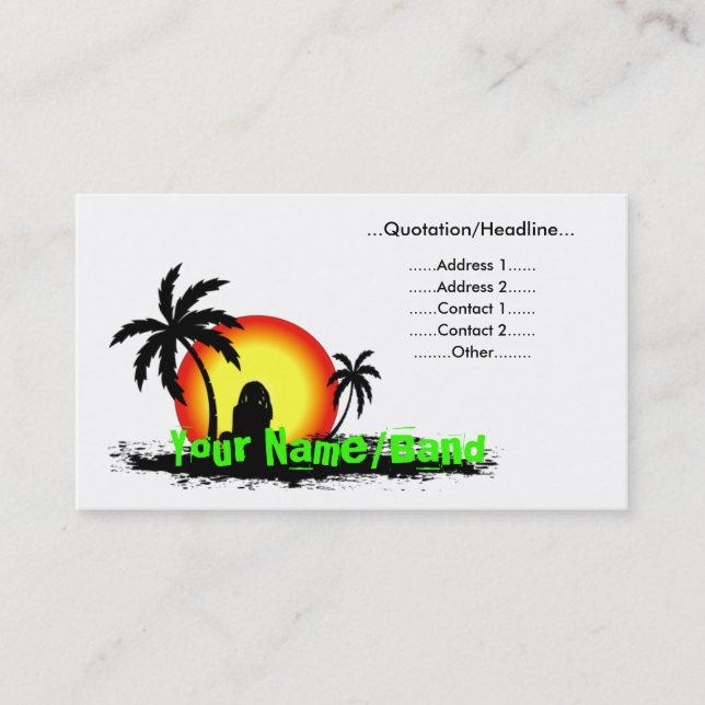 Tarjeta De Visita Puesta de sol de reggae (Anverso)