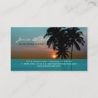 Tarjeta De Visita Puesta de sol en la playa de Hawái de PixDezines