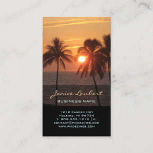 Tarjeta De Visita Puesta de sol en la playa hawaiana de PixDezines