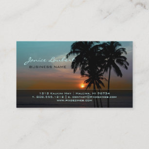 Tarjeta De Visita Puesta de sol en la playa hawaiana de PixDezines