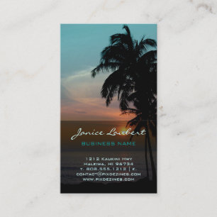 Tarjeta De Visita Puesta de sol en la playa hawaiana de PixDezines