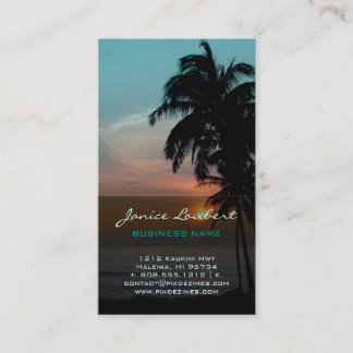 Tarjeta De Visita Puesta de sol en la playa hawaiana de PixDezines